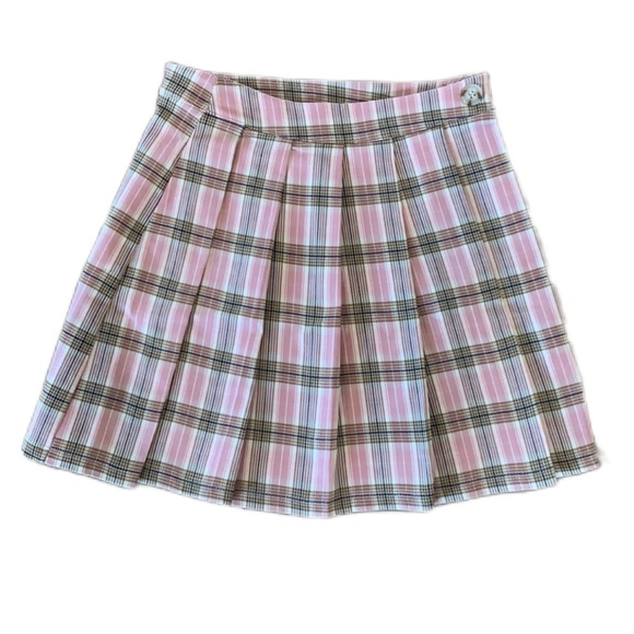 Altar'd State Dresses & Skirts - Altar’d State ~ Plaid Pleated Mini Skirt in Pink/Taupe/Wht ~ Size Small